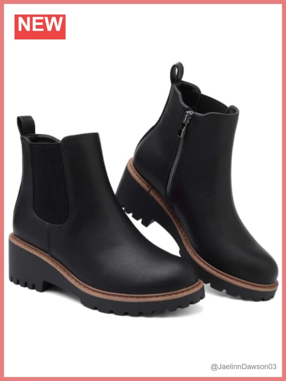 Womens Chelsea Wedge Ankle Boots Side Zip Lug Sole Leather